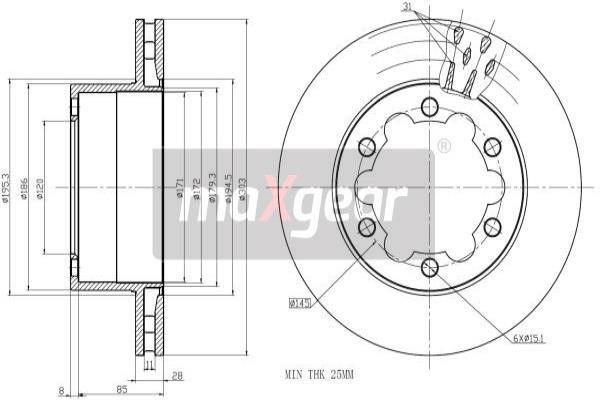 Maxgear 19-1051MAX Rear ventilated brake disc 191051MAX