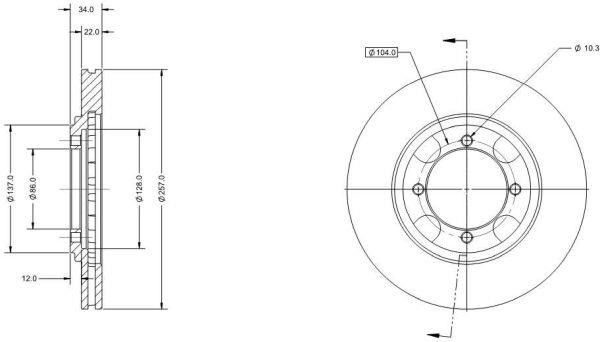 Remy RAD1908C Front brake disc ventilated RAD1908C