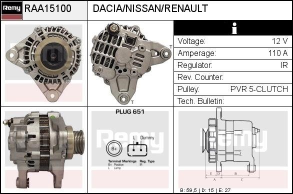 Remy RAA15100 Alternator RAA15100