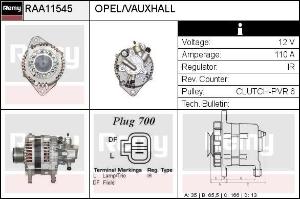 Remy RAA11545 Alternator RAA11545