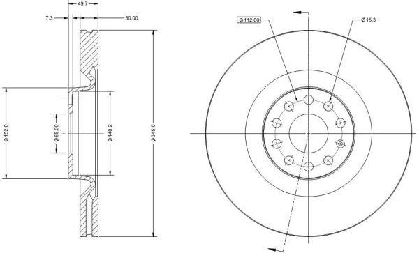 Remy RAD1036C Front brake disc ventilated RAD1036C