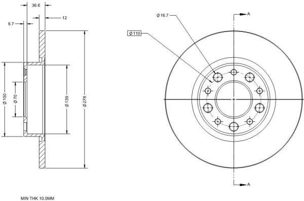 Remy RAD1582C Rear brake disc, non-ventilated RAD1582C