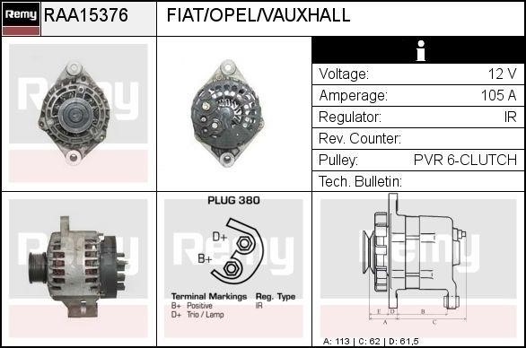 Remy RAA15376 Alternator RAA15376