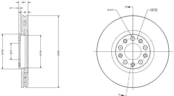 Remy RAD1894C Front brake disc ventilated RAD1894C