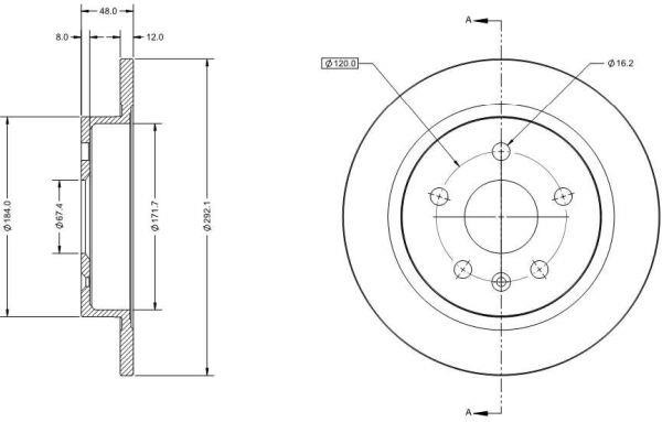 Remy RAD1244C Rear brake disc, non-ventilated RAD1244C