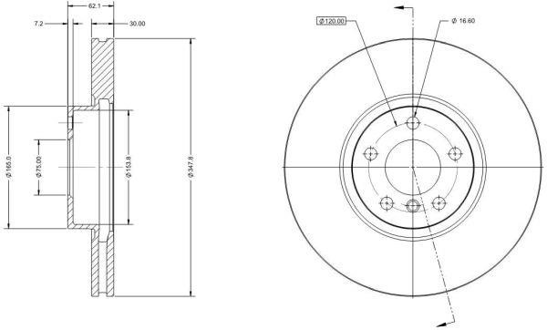 Remy RAD1607C Front brake disc ventilated RAD1607C