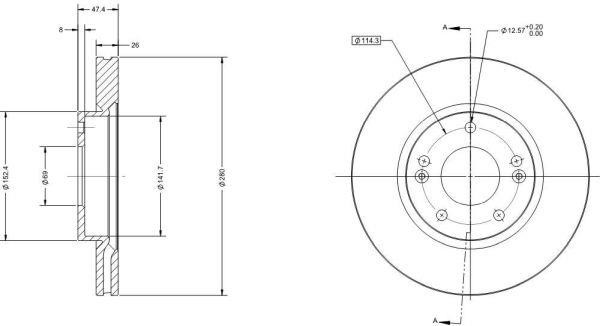 Remy RAD1491C Front brake disc ventilated RAD1491C