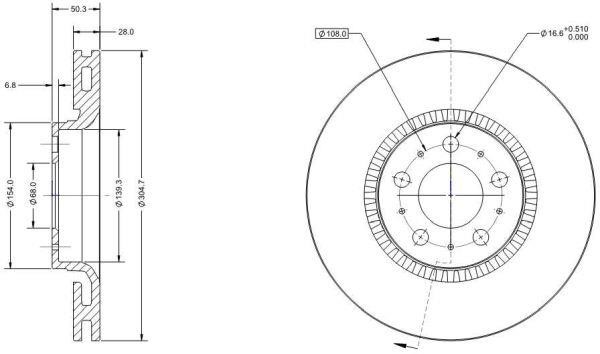 Remy RAD1566C Front brake disc ventilated RAD1566C