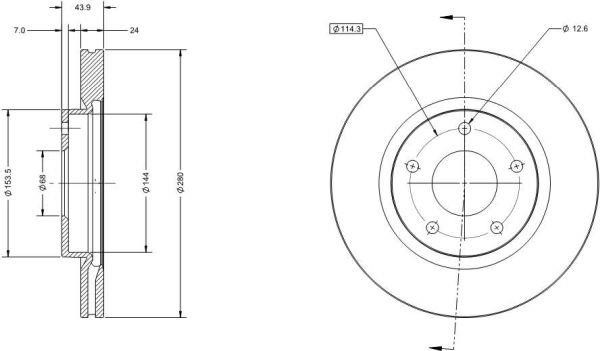 Remy RAD1345C Front brake disc ventilated RAD1345C