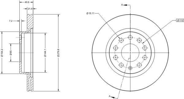 Remy RAD1008C Front brake disc ventilated RAD1008C