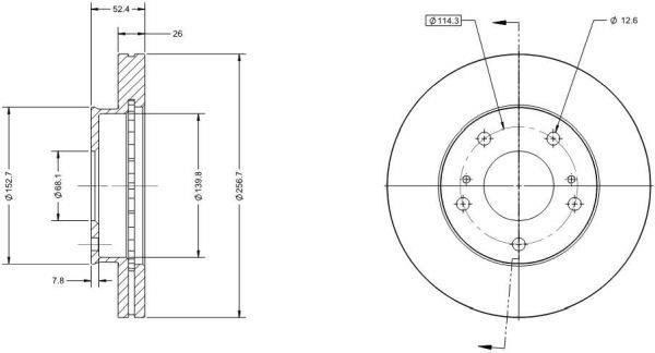 Remy RAD2107C Front brake disc ventilated RAD2107C