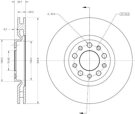 Remy RAD1884C Front brake disc ventilated RAD1884C