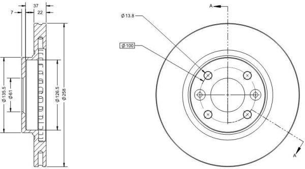 Remy RAD1446C Front brake disc ventilated RAD1446C