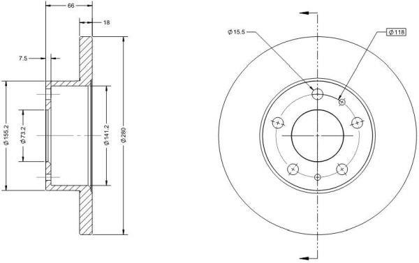 Remy RAD1280C Unventilated front brake disc RAD1280C