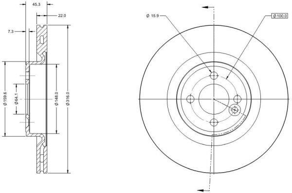 Remy RAD2127C Front brake disc ventilated RAD2127C