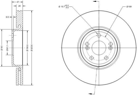 Remy RAD1447C Front brake disc ventilated RAD1447C