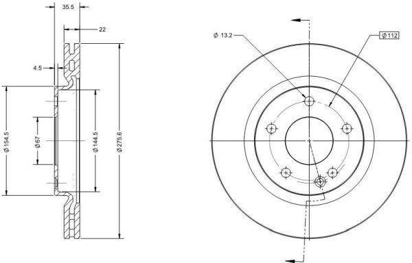 Remy RAD2238C Front brake disc ventilated RAD2238C