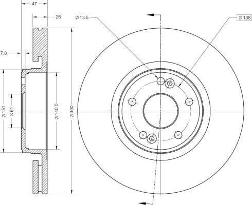 Remy RAD1247C Front brake disc ventilated RAD1247C