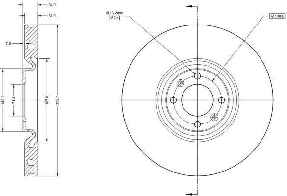 Remy RAD1830C Front brake disc ventilated RAD1830C