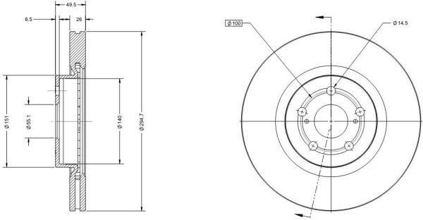 Remy RAD1603C Front brake disc ventilated RAD1603C