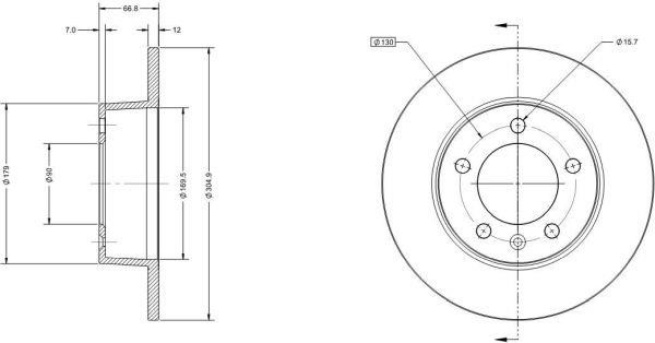 Remy RAD1155C Rear brake disc, non-ventilated RAD1155C