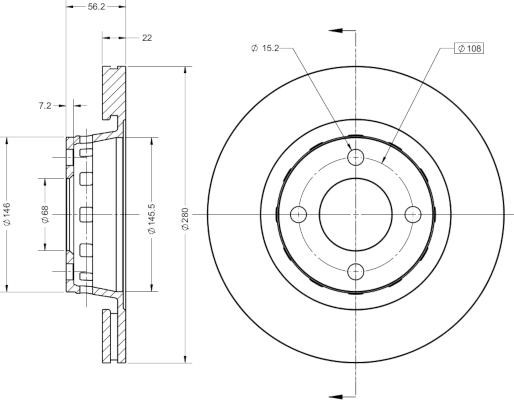 Remy RAD1704C Front brake disc ventilated RAD1704C