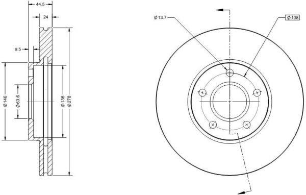 Remy RAD1672C Front brake disc ventilated RAD1672C