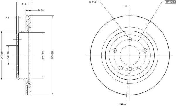 Remy RAD1965C Rear ventilated brake disc RAD1965C