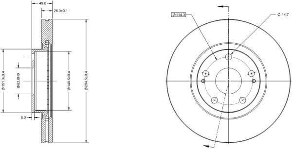 Remy RAD1338C Front brake disc ventilated RAD1338C