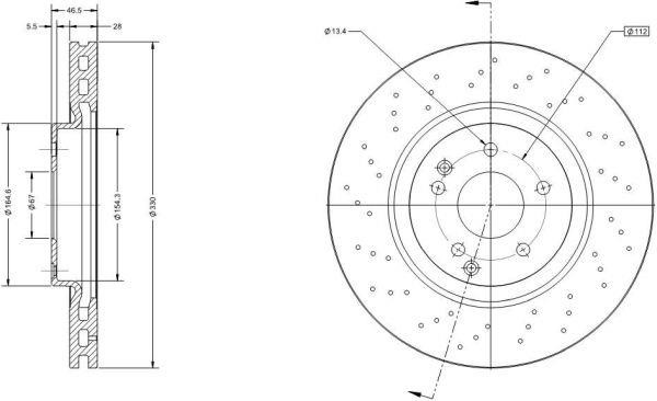 Remy RAD1261C Front brake disc ventilated RAD1261C