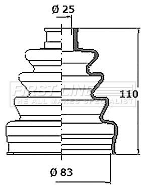 First line FCB2363R Bellow, driveshaft FCB2363R