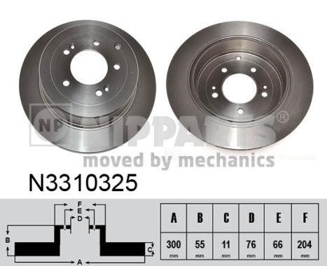 Nipparts N3310325 Rear brake disc, non-ventilated N3310325