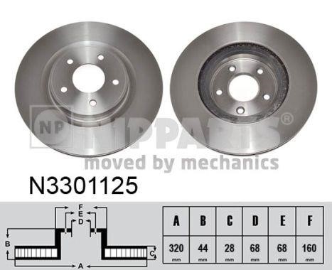 Nipparts N3301125 Front brake disc ventilated N3301125