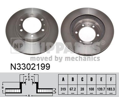 Nipparts N3302199 Front brake disc ventilated N3302199