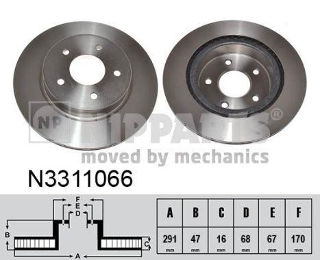 Nipparts N3311066 Rear ventilated brake disc N3311066
