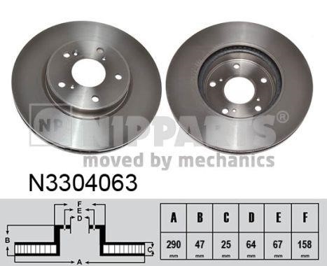 Nipparts N3304063 Front brake disc ventilated N3304063