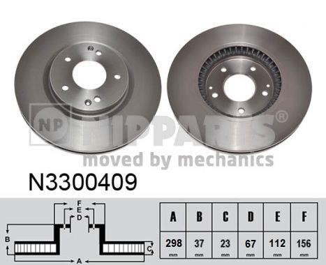 Nipparts N3300409 Front brake disc ventilated N3300409