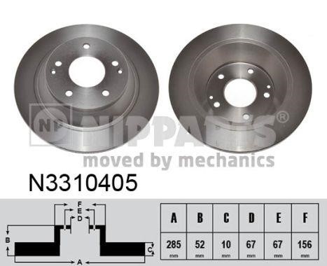 Nipparts N3310405 Rear brake disc, non-ventilated N3310405