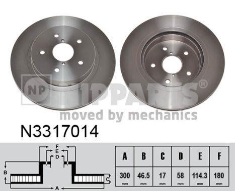 Nipparts N3317014 Rear ventilated brake disc N3317014
