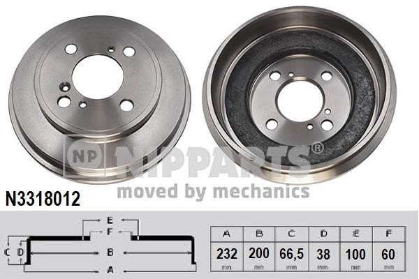 Nipparts N3318012 Rear brake drum N3318012