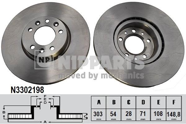 Nipparts N3302198 Front brake disc ventilated N3302198