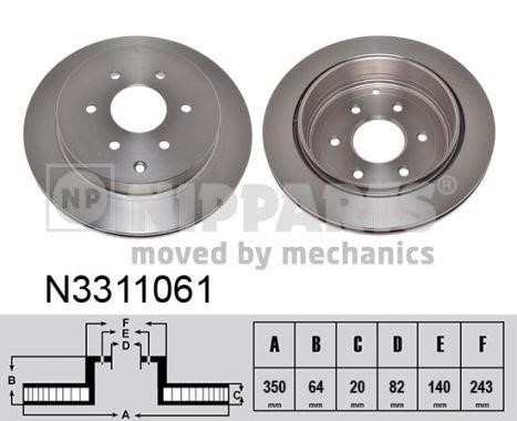 Nipparts N3311061 Rear ventilated brake disc N3311061