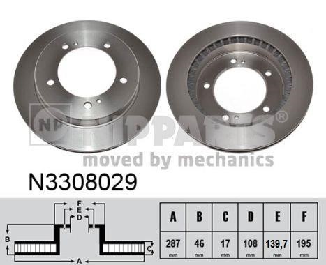 Nipparts N3308029 Front brake disc ventilated N3308029