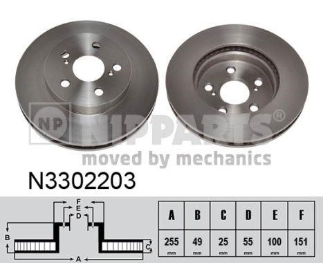 Nipparts N3302203 Front brake disc ventilated N3302203