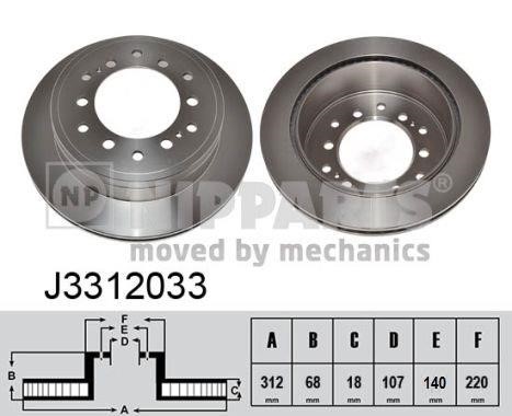 Nipparts J3312033 Rear ventilated brake disc J3312033