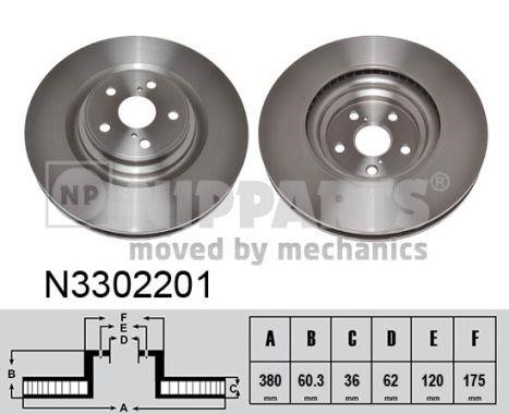 Nipparts N3302201 Front brake disc ventilated N3302201