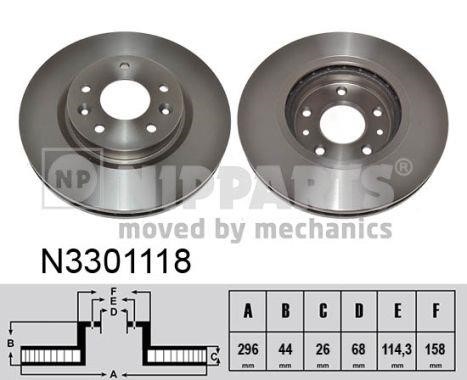 Nipparts N3301118 Front brake disc ventilated N3301118