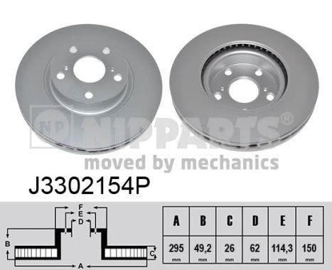 Nipparts J3302154P Front brake disc ventilated J3302154P