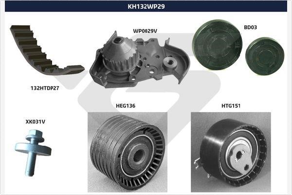 Hutchinson KH 132WP29 TIMING BELT KIT WITH WATER PUMP KH132WP29 KH132WP29 Hutchinson TIMING BELT KIT WITH WATER PUMP