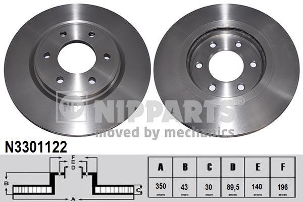 Nipparts N3301122 Front brake disc ventilated N3301122